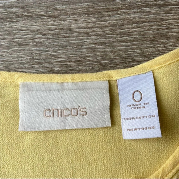 Chico’s Baby Yellow Soft Cotton  V Neck Blouse - Picture 6 of 13